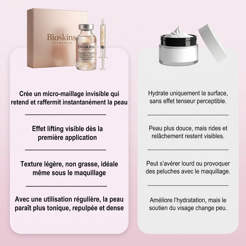 Comparatif sérum Bioskins vs crème classique